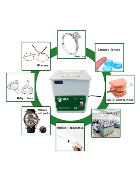 BEST Ultrasonic Cleaner BST-300, Stainless Steel, 50W
