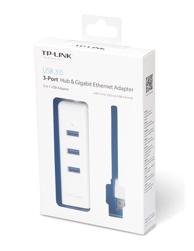 TP-LINK USB Hub UE330 με θύρα δικτύου, 3 θυρών, USB σύνδεση, λευκό