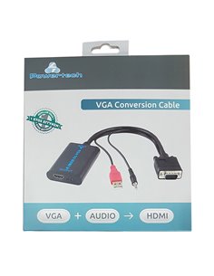 POWERTECH αντάπτορας VGA/USB/3.5mm σε HDMI CAB-H070, 1080p, 0.2m, μαύρος