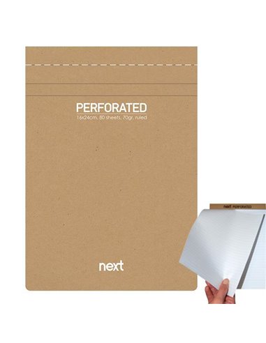 Next μπλοκ σημειώσεων perforated ριγέ 16,5x24εκ., 80φ., 70γρ.