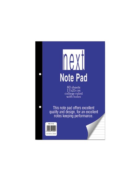 Next μπλοκ ριγέ κολλητό με τρύπες 17x25εκ. 80φυλ.
