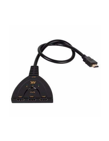 POWERTECH HDMI Switch CAB-H077, 3 σε 1, 4K, 0.50m, μαύρο
