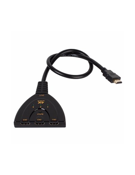 POWERTECH HDMI Switch CAB-H077, 3 σε 1, 4K, 0.50m, μαύρο