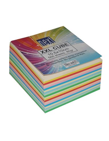 Next κύβος χρωματιστός κολλητός xxl 500φυλ.10,5x10εκ.