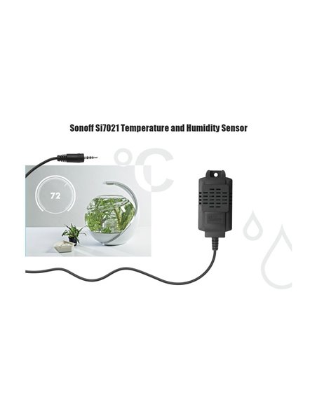 SONOFF Aισθητήρας θερμοκρασίας και υγρασίας SI7021, WiFi, 2.5mm, μαύρο