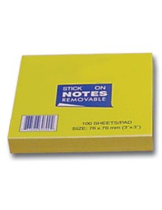 Αυτοκόλλητα χαρτάκια κίτρινα 7.6x7.6εκ. 100φ.