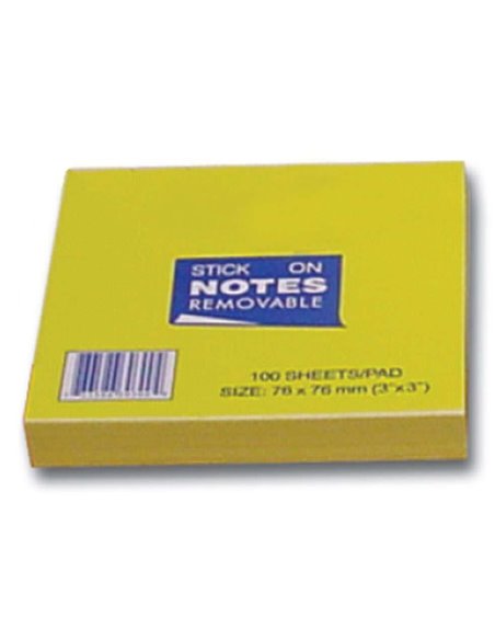 Αυτοκόλλητα χαρτάκια κίτρινα 7.6x7.6εκ. 100φ.