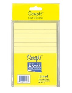 Αυτοκόλλητα χαρτάκια ριγέ κίτρινα 15x10εκ. 100φ.