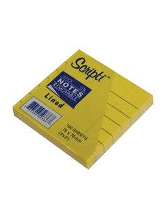 Αυτοκόλλητα χαρτάκια ριγέ κίτρινα 7,6x7,6εκ. 100φ.