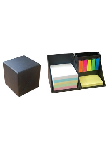 Κύβος-μολυβοθήκη με χαρτάκια - σελιδοδείκτες μαύρο 9x9x9εκ.