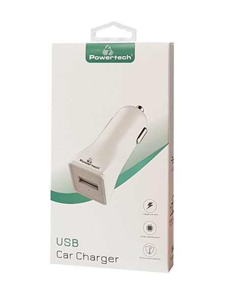 POWERTECH φορτιστής αυτοκινήτου PT-762, USB, 1A, λευκός