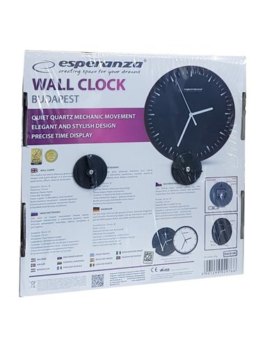 ESPERANZA Ρολόι τοίχου Budapest EHC010W, 20cm, λευκό
