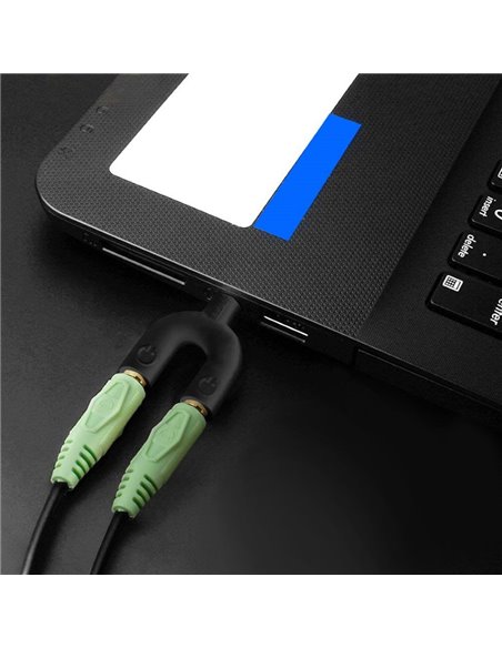 POWERTECH Splitter 3.5mm 4pin (M) σε 2x 3.5mm 4pin (F) CAB-J040, μαύρο