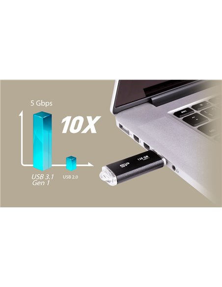 SILICON POWER USB Flash Drive Blaze B02, 64GB, USB 3.2, μαύρο
