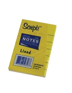 Αυτοκόλλητα χαρτάκια ριγέ κίτρινα 7,6x5,1εκ. 100φ.