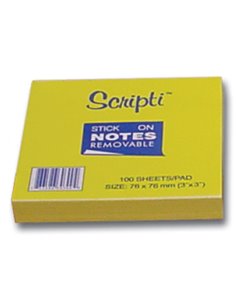 Αυτοκόλλητα χαρτάκια κίτρινα 7,6x7,6εκ. 100φ.