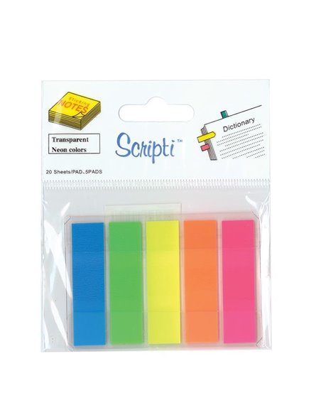 Σελιδοδείκτες διάφανοι σε 5 χρώματα 1,2x4.4εκ.