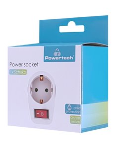 POWERTECH αντάπτορας ρεύματος PT-811, 1x schuko, 16A, λευκός