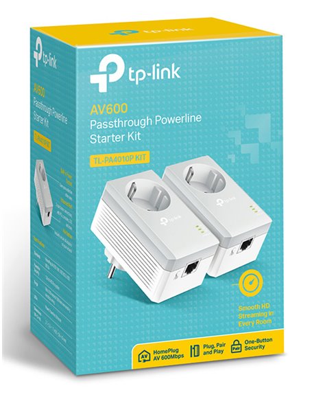 TP-LINK AV600 Passthrough Powerline Starter Kit TL-PA4010P, Ver. 4.0