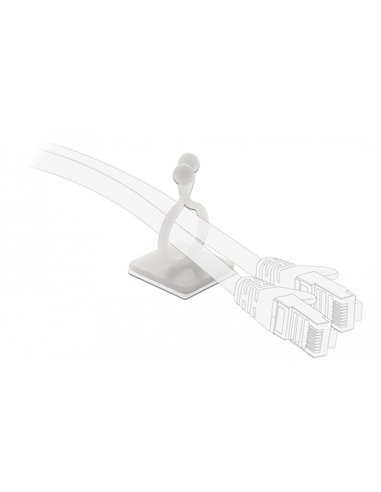 DELOCK Οργανωτής καλωδίων 60175 με αυτοκόλλητη βάση, λευκό, 10τμχ