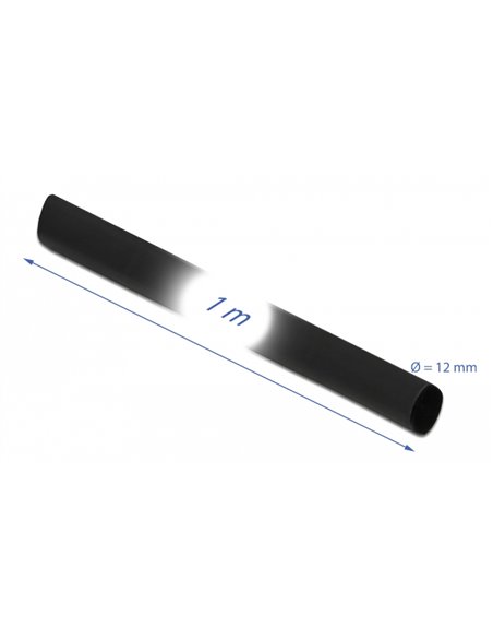 DELOCK Θερμοσυστελλόμενο μονωτικό για καλώδια 20659, 1mx12mm, 4:1 μαύρο