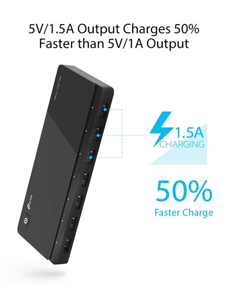 TP-LINK USB hub UH700, 7x θυρών, 5Gbps, 5V/1.5A, USB σύνδεση, μαύρο