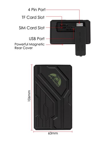 COBAN GPS Tracker Οχημάτων TK108B, GPS & GSM/GPRS, IP67, 10000mAh
