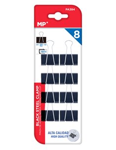 MP μεταλλικό κλιπ συγγράτησης εγγράφων PA384, 25mm, 8τμχ μαύρα