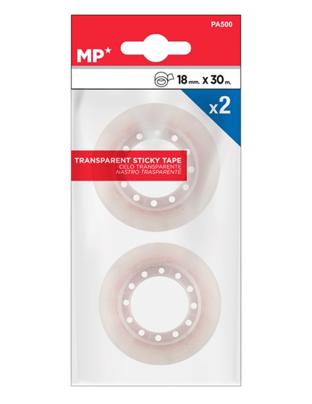 MP κολλητική ταινία PA500, διάφανη, 18mm, 30m, 2τμχ