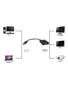 POWERTECH αντάπτορας USB 3.0 σε VGA PTH-021, Full HD, μαύρο