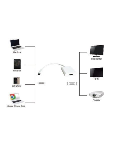 POWERTECH αντάπτορας USB Type-C σε HDMI PTH-037, 4K, λευκό