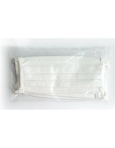 Μάσκα προστασίας βαμβακερή TMV-0033, επαναχρησιμοποιούμενη, λευκή, 3τμχ