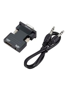 POWERTECH αντάπτορας HDMI σε VGA CAB-H120 με 3.5mm, μαύρος