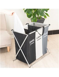 Καλάθι διαχωρισμού απλύτων CLN-0008 με 3 σάκους, 60x38x68mm