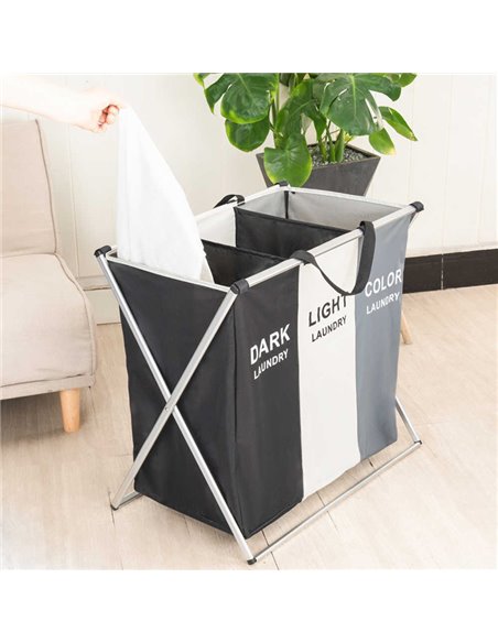 Καλάθι διαχωρισμού απλύτων CLN-0008 με 3 σάκους, 60x38x68mm