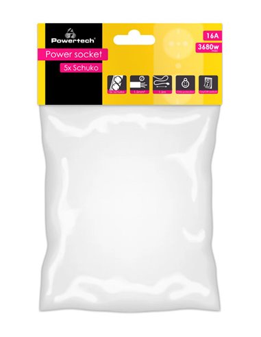 POWERTECH πολύπριζο PT-875, 5x schuko, 16A, 1.5m, μαύρο