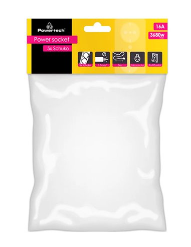 POWERTECH πολύπριζο PT-878, 5x schuko, 16A, 5m, λευκό