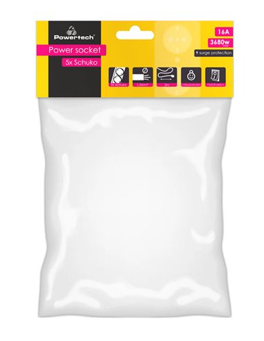 POWERTECH πολύπριζο ασφαλείας PT-882, 5x schuko, 16A, 3m, λευκό