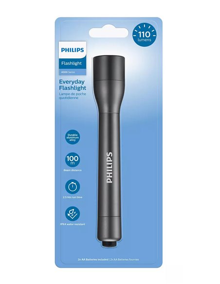 PHILIPS φορητός φακός LED SFL4002T-10, 4000 series, 110lm, μαύρος