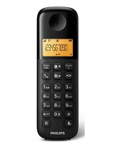 PHILIPS ασύρματο τηλέφωνο D1601B/34, με ελληνικό μενού, μαύρο