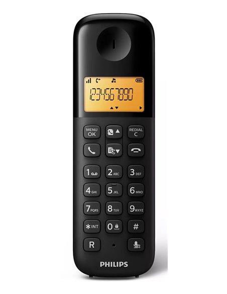 PHILIPS ασύρματο τηλέφωνο D1601B/34, με ελληνικό μενού, μαύρο