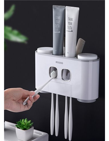 ECOCO Διανεμητής οδοντόκρεμας με βάσεις οδοντόβουρτσας και ποτήρια E1802