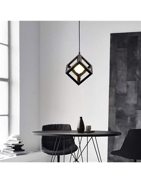 POWERTECH φωτιστικό οροφής HLL-0011, E27, 16x16x16cm, μεταλλικό, μαύρο