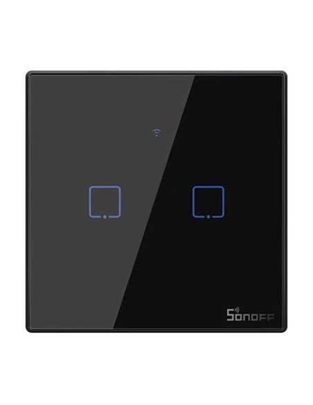 SONOFF smart διακόπτης ΤΧ-T3EU2C, αφής, Wi-Fi, διπλός, μαύρος