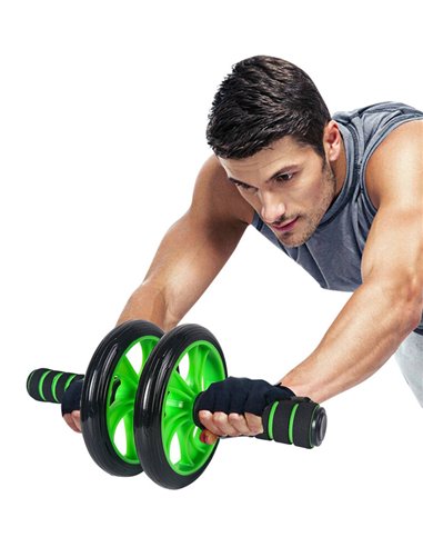 Ρόδα κοιλιακών AB Wheel GYM-0001, μαύρο-πράσινο