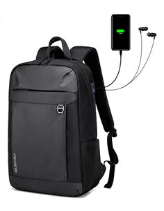 GOLDEN WOLF τσάντα πλάτης GB00400-BK, με θήκη laptop 15.6", μαύρη