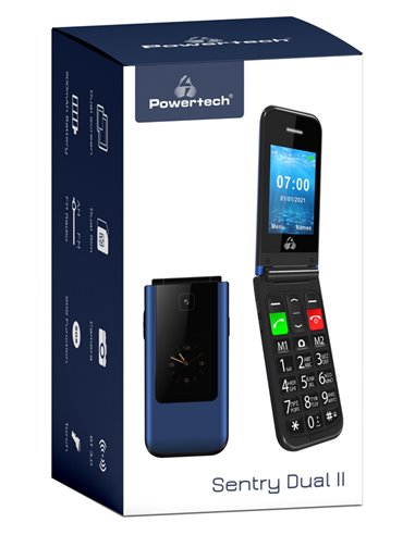 POWERTECH Κινητό Τηλέφωνο Sentry Dual II, 2 οθόνες, SOS Call, μπλε