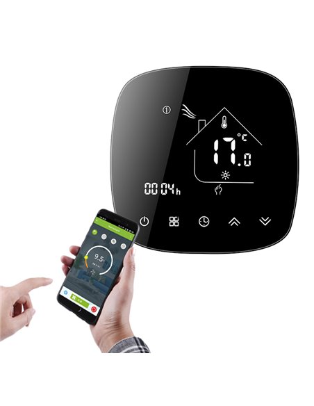 Smart θερμοστάτης αερίου BHT-001-GCLW, WiFi, χωνευτός, μαύρος