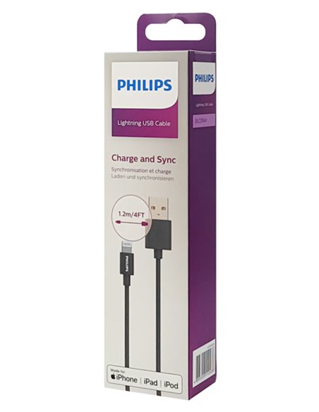 PHILIPS καλώδιο USB σε Lightning  DLC3104V-00, 2.4Α, 1.2m, μαύρο