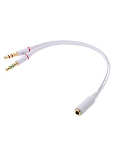 POWERTECH καλώδιο 2x 3.5mm σε 3.5mm θηλυκό CAB-J048, 0.2m, λευκό